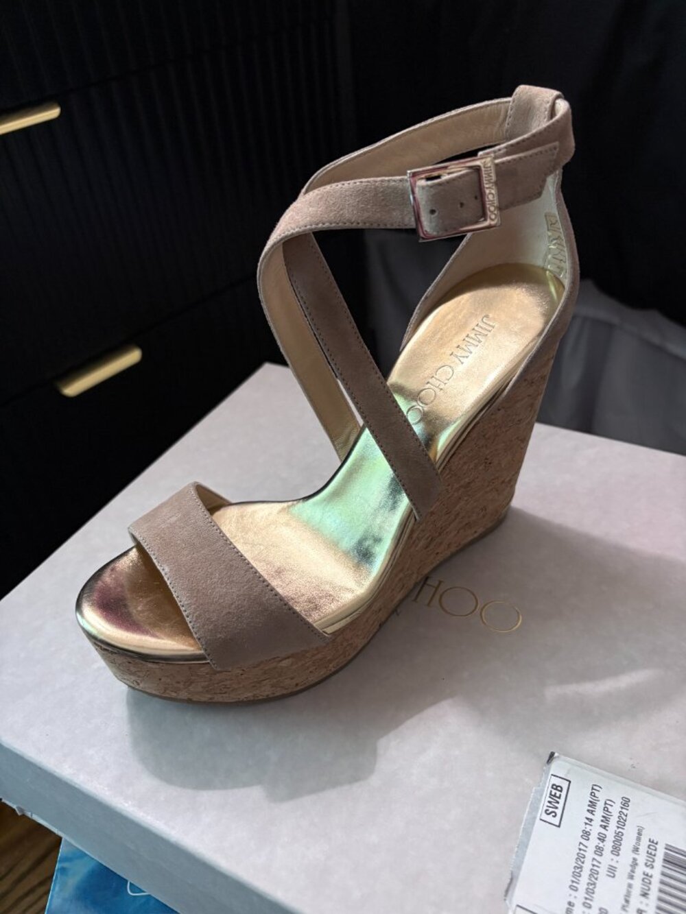 Jimmy Choo Portia wedge sandals 8/38 - Picture 2 of 9
